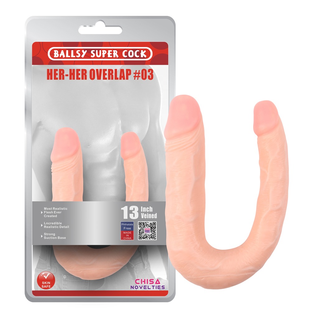 Секс игрушки - Фаллоимитатор двойной Chisa Ballsy Super Cock Her-Her Overlap #03, бежевый