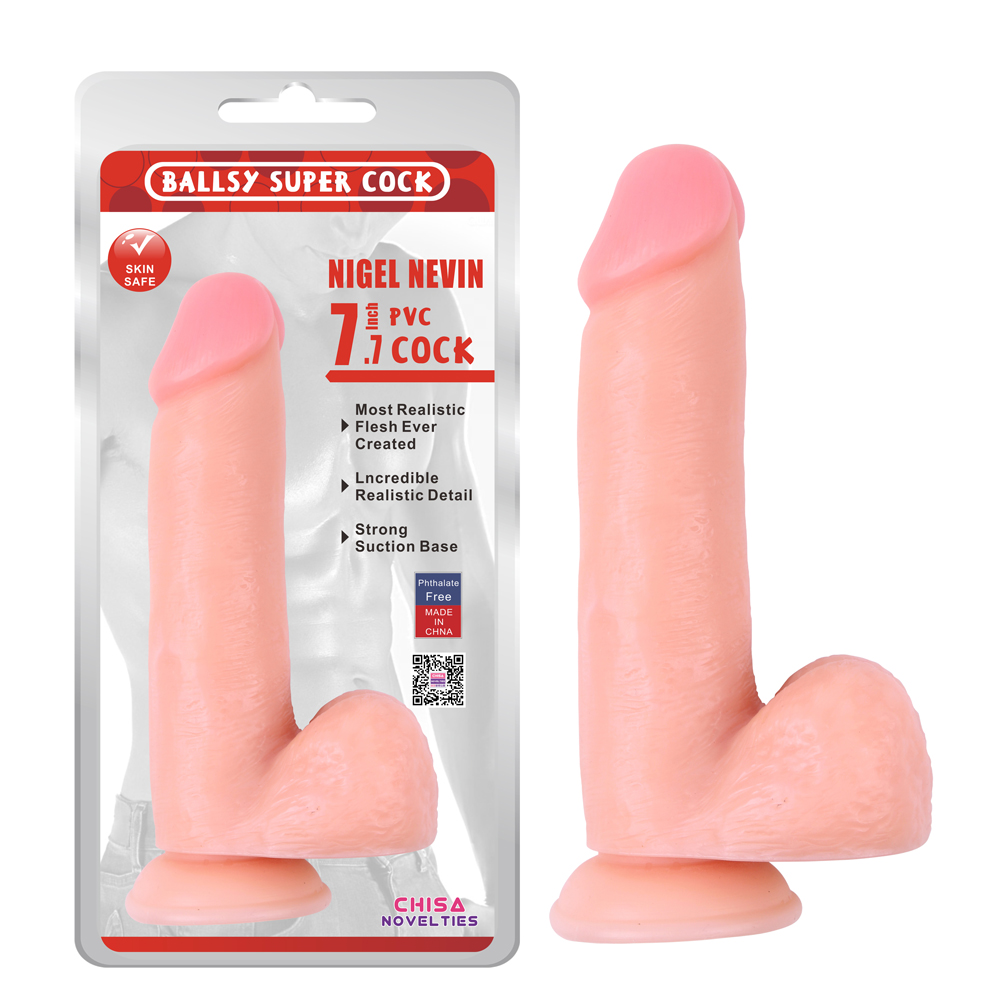 Секс игрушки - Фаллоимитатор на присоске Chisa Ballsy Super Cock 7.7 с яичками, бежевый