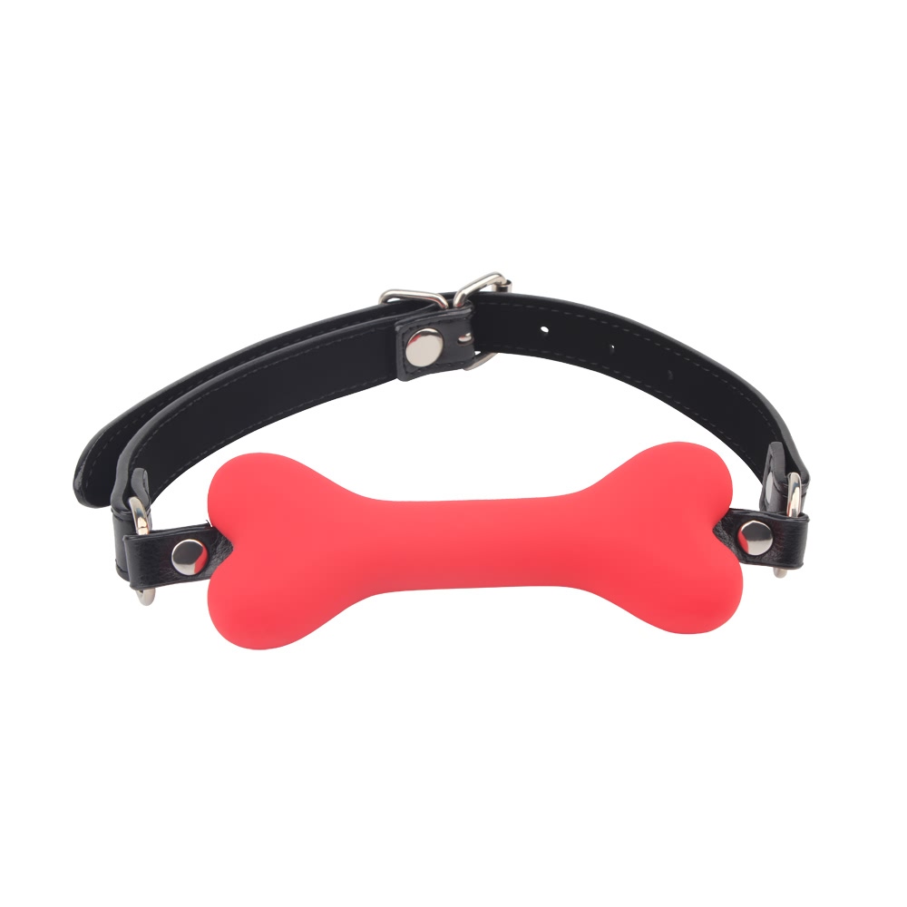 Кляп - Кляп-косточка красная Chisa Behave! Doggle Bone Bit Gag с черным ремешком 1