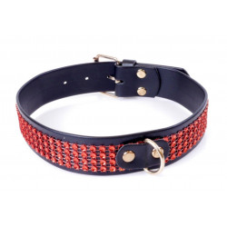 Ошейник из искуственной кожи с кристаллами Fetish Boss Series - Collar with crystals Red, BS3300110