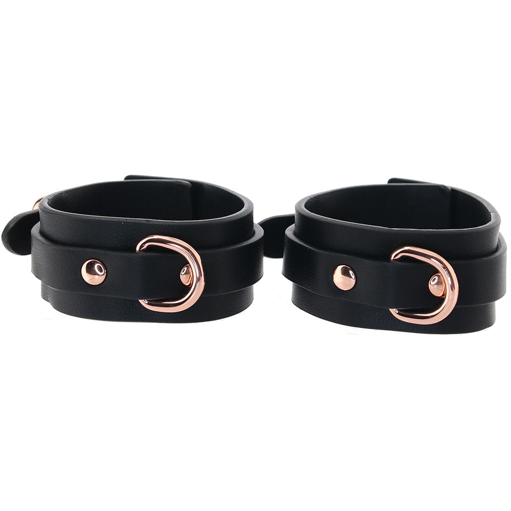 БДСМ игрушки - Поножи на лодыжки NS Novelties Bondage Couture черные с золотистой фурнитурой 1