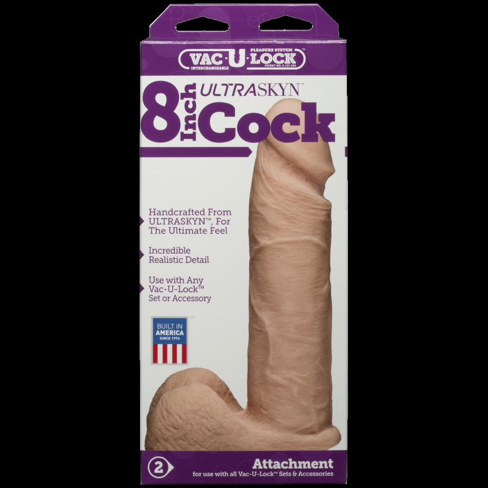 Фаллоимитаторы на присоске, двойные - Фаллоимитатор Doc Johnson Vac-U-Lock - 8 Inch ULTRASKYN Cock White, диаметр 5,1см 1