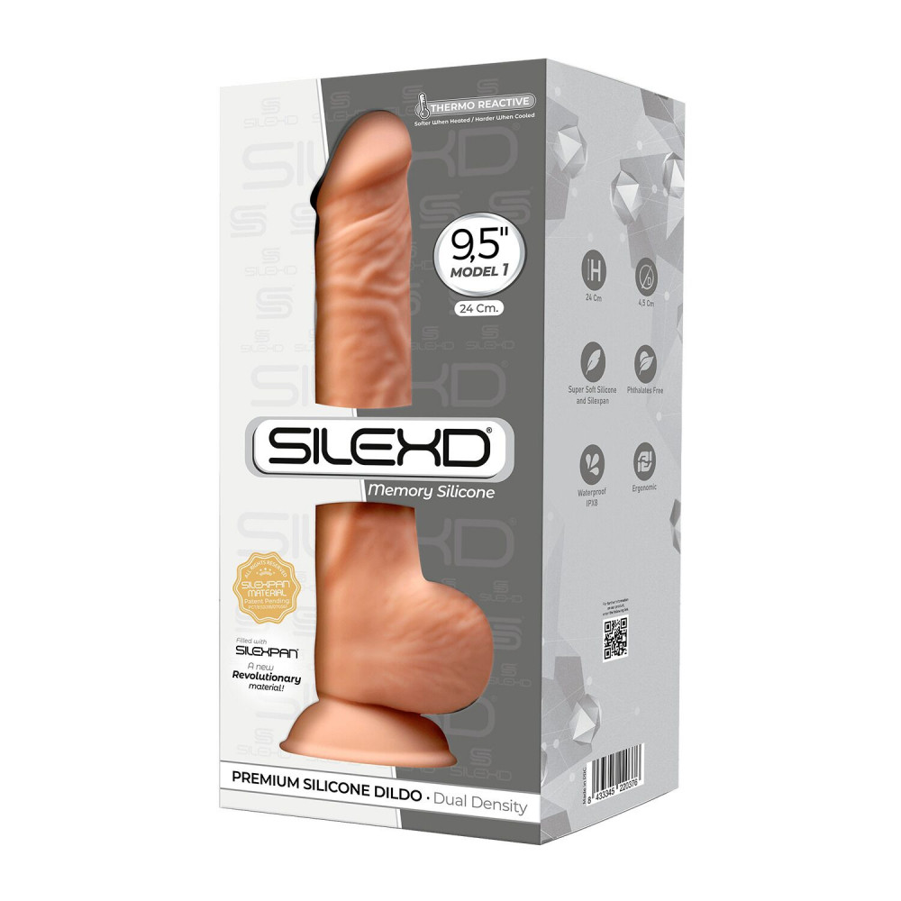 Фаллоимитаторы на присоске, двойные - Фаллоимитатор SilexD Kevin Flesh (MODEL 1 size 9.5in), двухслойный, силикон+Silexpan, диаметр 4,5см 1
