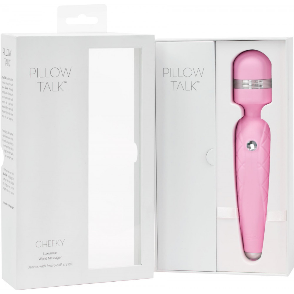 Вибромассажеры - Роскошный вибромассажер PILLOW TALK - Cheeky Pink с кристаллом Swarovsky, плавное повышение мощности 1