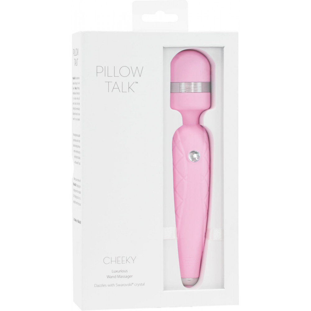 Вибромассажеры - Роскошный вибромассажер PILLOW TALK - Cheeky Pink с кристаллом Swarovsky, плавное повышение мощности 4