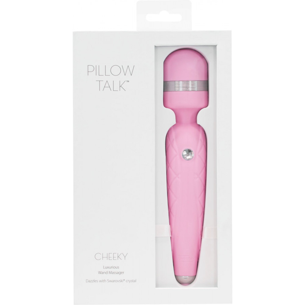 Вибромассажеры - Роскошный вибромассажер PILLOW TALK - Cheeky Pink с кристаллом Swarovsky, плавное повышение мощности 3
