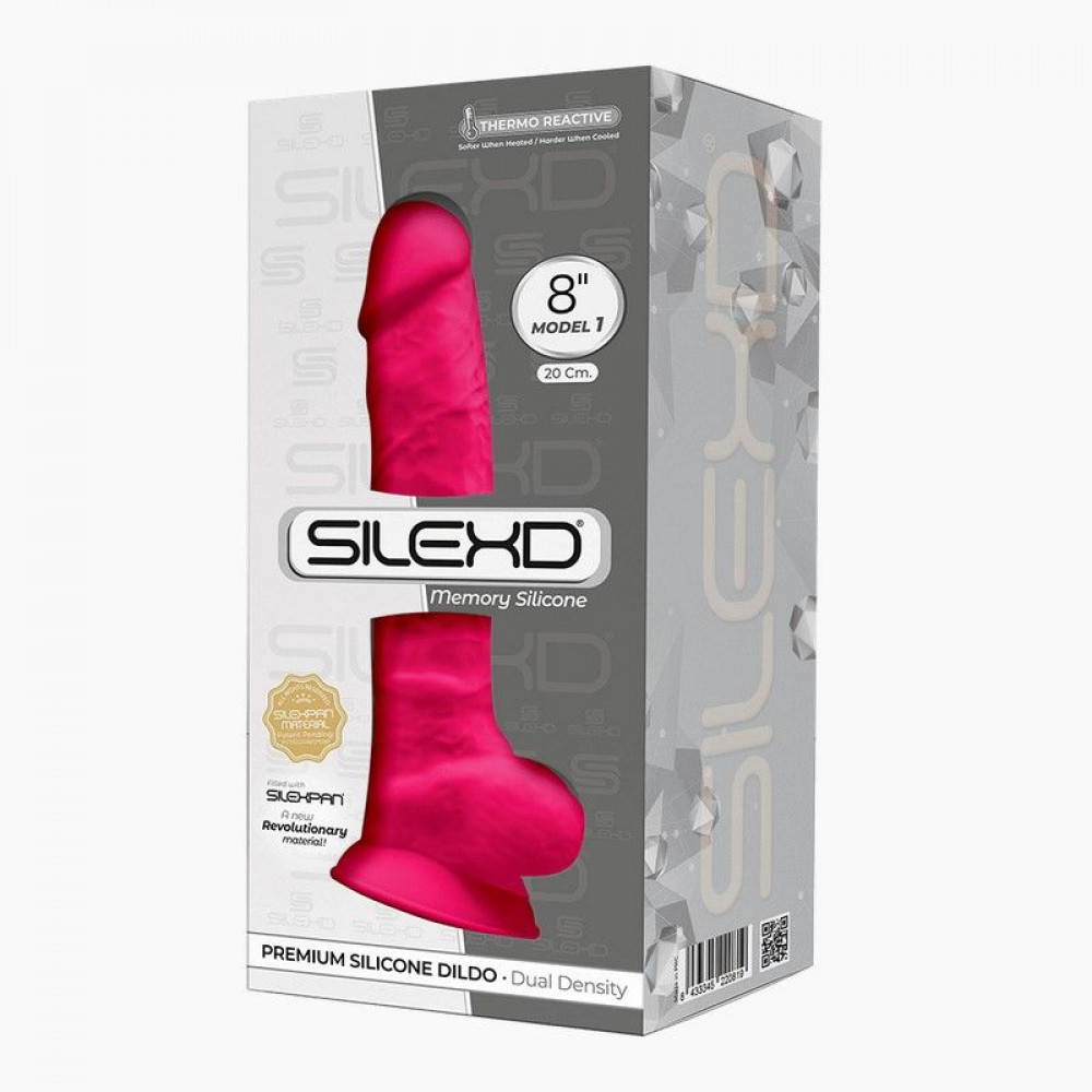 Фаллоимитаторы на присоске, двойные - Фаллоимитатор SilexD Vetus Pink (MODEL 1 size 8in), двухслойный, силикон+Silexpan, диаметр 4,2см 1