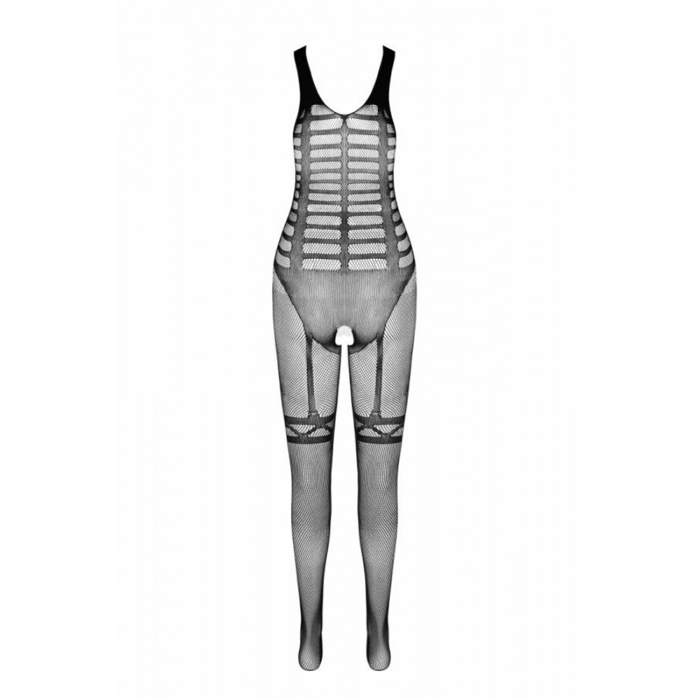 Бодистокинг - Сетчатый черный бодистокинг-боди с симметричным рисунком Casmir CA005  2