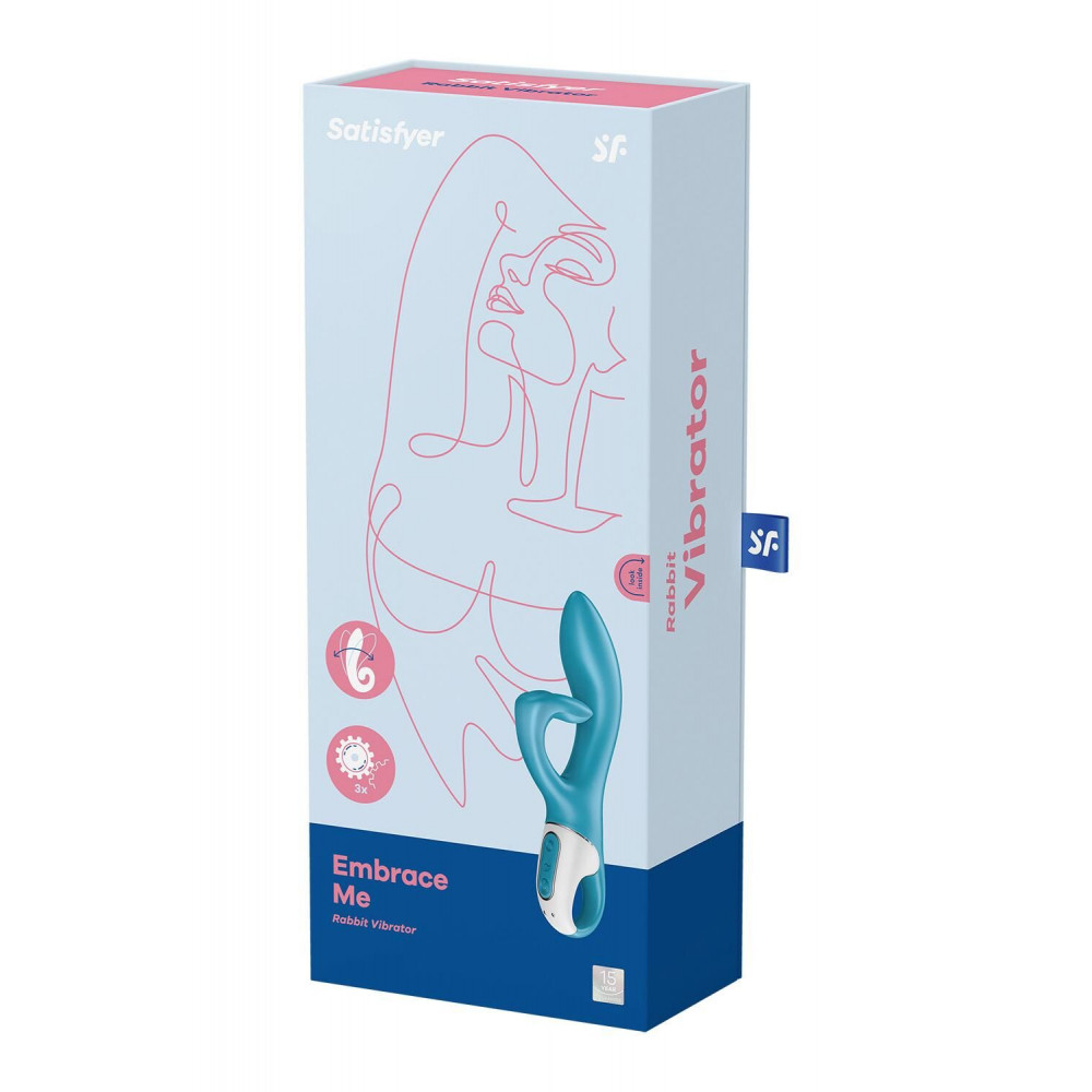 Вибратор-кролик - Вибратор кролик с тройным отростком Satisfyer Embrace me Turquoise, 2 мотора, диаметр 3,6 см 1
