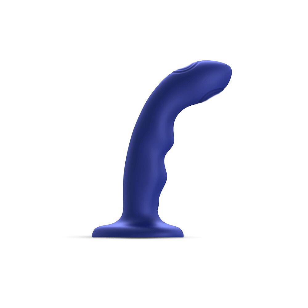 Страпон - Насадка для страпона с двойной точечной пульсацией Strap-On-Me TAPPING DILDO WAVE - NIGHT BLUE