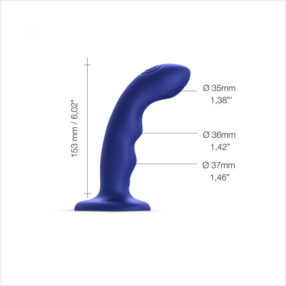 Страпон - Насадка для страпона с двойной точечной пульсацией Strap-On-Me TAPPING DILDO WAVE - NIGHT BLUE 7