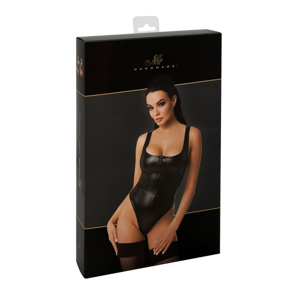 Женское эротическое белье - Боди Noir Handmade F333 Powerwetlook body - L 7