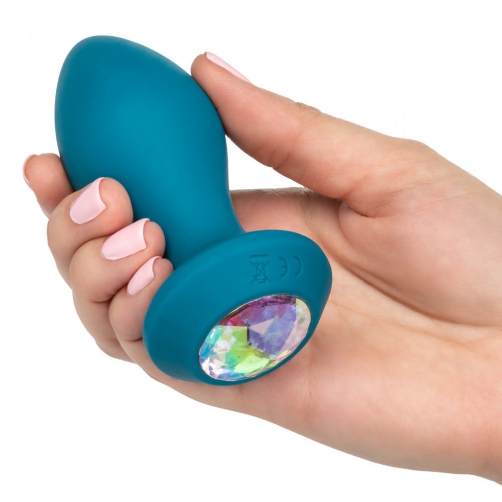 Секс игрушки - Анальная пробка с вибрацией Vibrating Crystal Probe Голубая California Exotic 3