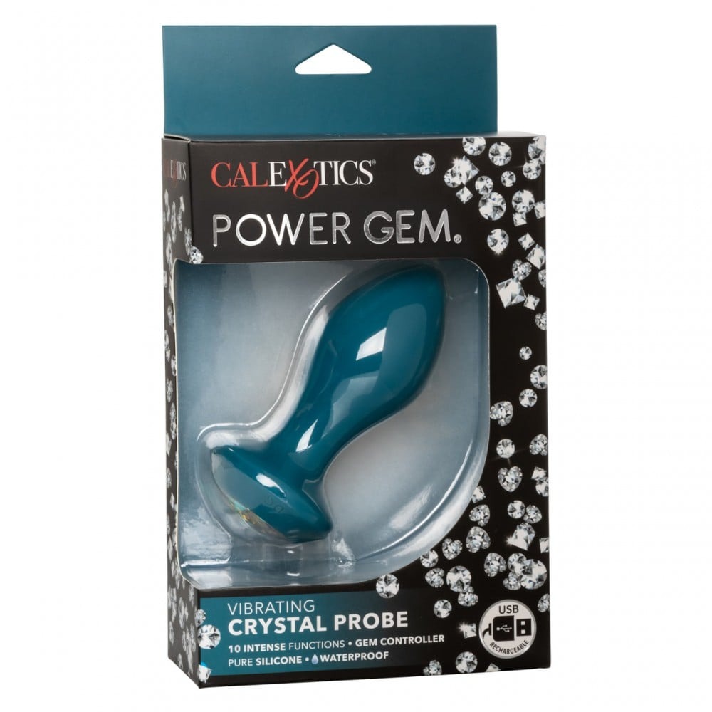 Секс игрушки - Анальная пробка с вибрацией Vibrating Crystal Probe Голубая California Exotic 1