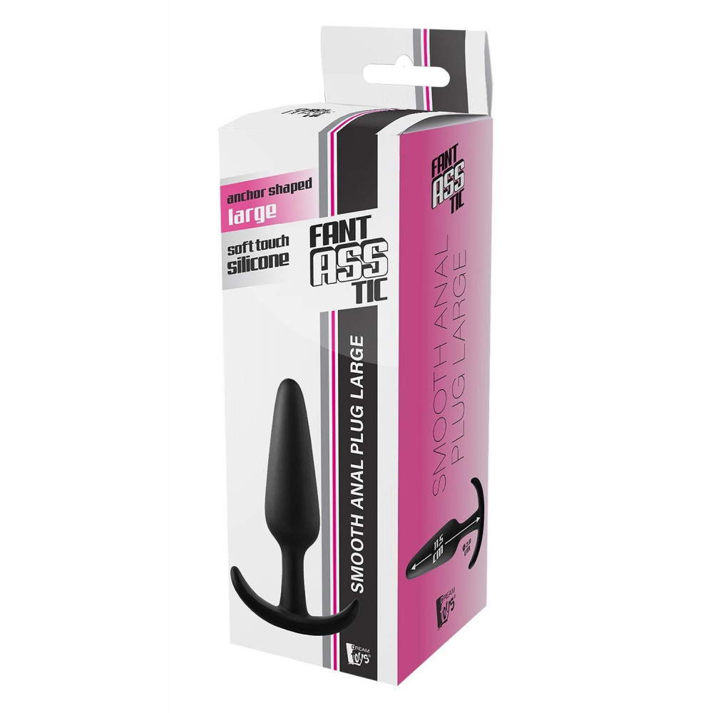 Секс игрушки - Анальний плаг черный Dreamtoys FantASStic Smooth со стопером в форме якоря, Large 6