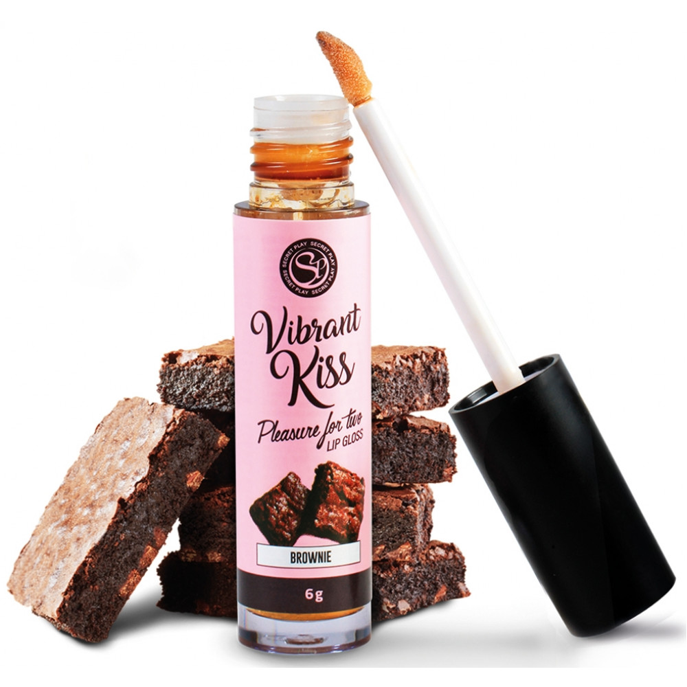 Лубриканты - Блеск для губ с эффектом вибрации Secret Play - LIP GLOSS Vibrant Kiss Brownie, 6 грамм