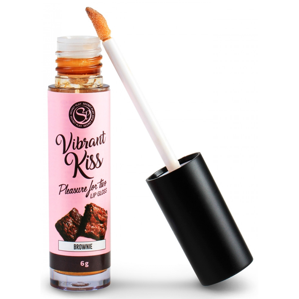 Лубриканты - Блеск для губ с эффектом вибрации Secret Play - LIP GLOSS Vibrant Kiss Brownie, 6 грамм 2