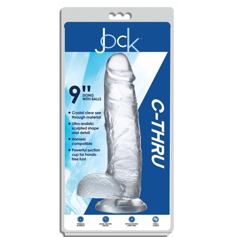 Фаллоимитатор - Фаллоимитатор реалистичный на присоске Jock C-Thru прозрачный, 27 см 1