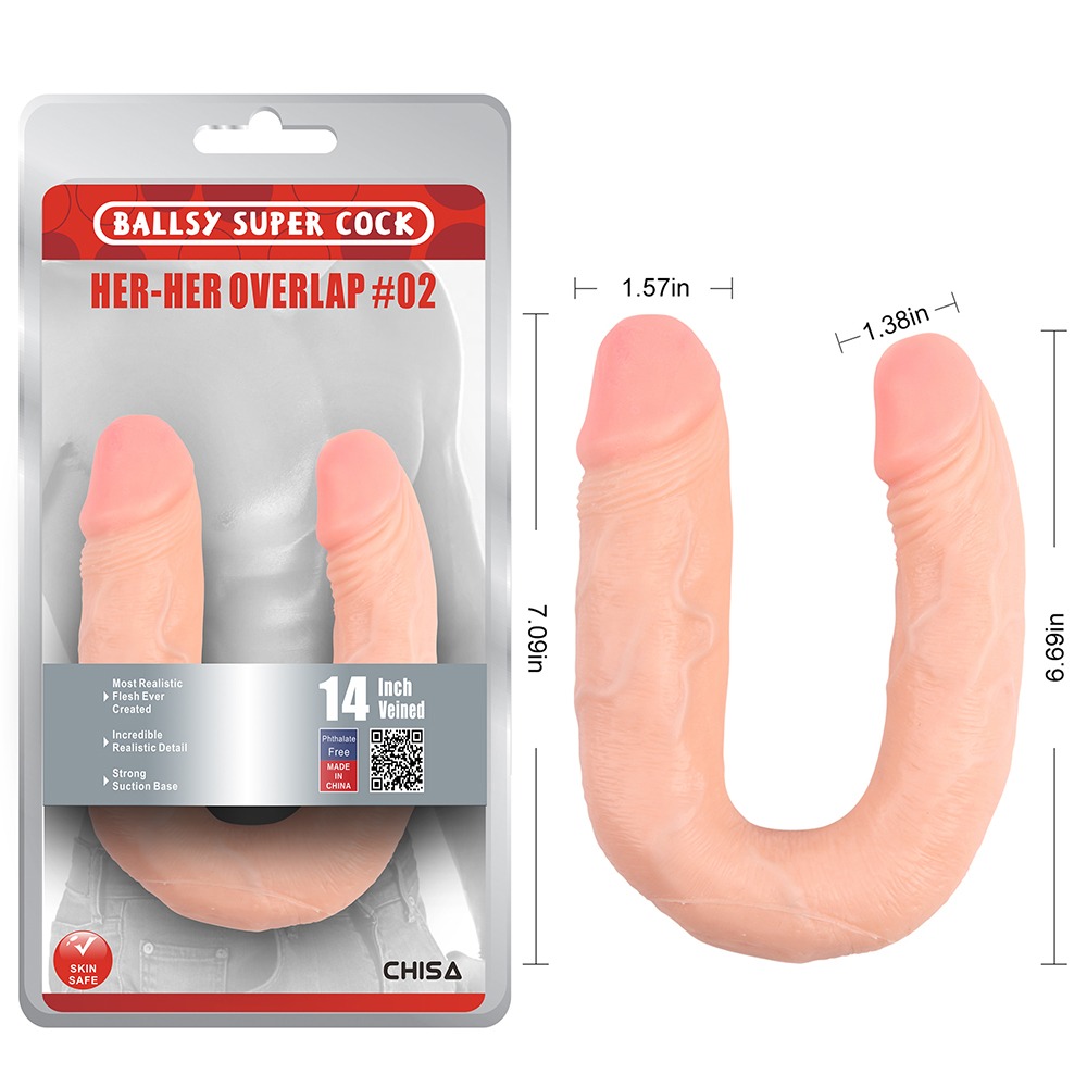 Секс игрушки - Фаллоимитатор двойной Chisa Ballsy Super Cock Her-Her Overlap #02, бежевый 4