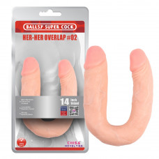 Фаллоимитатор двойной Chisa Ballsy Super Cock Her-Her Overlap #02, бежевый