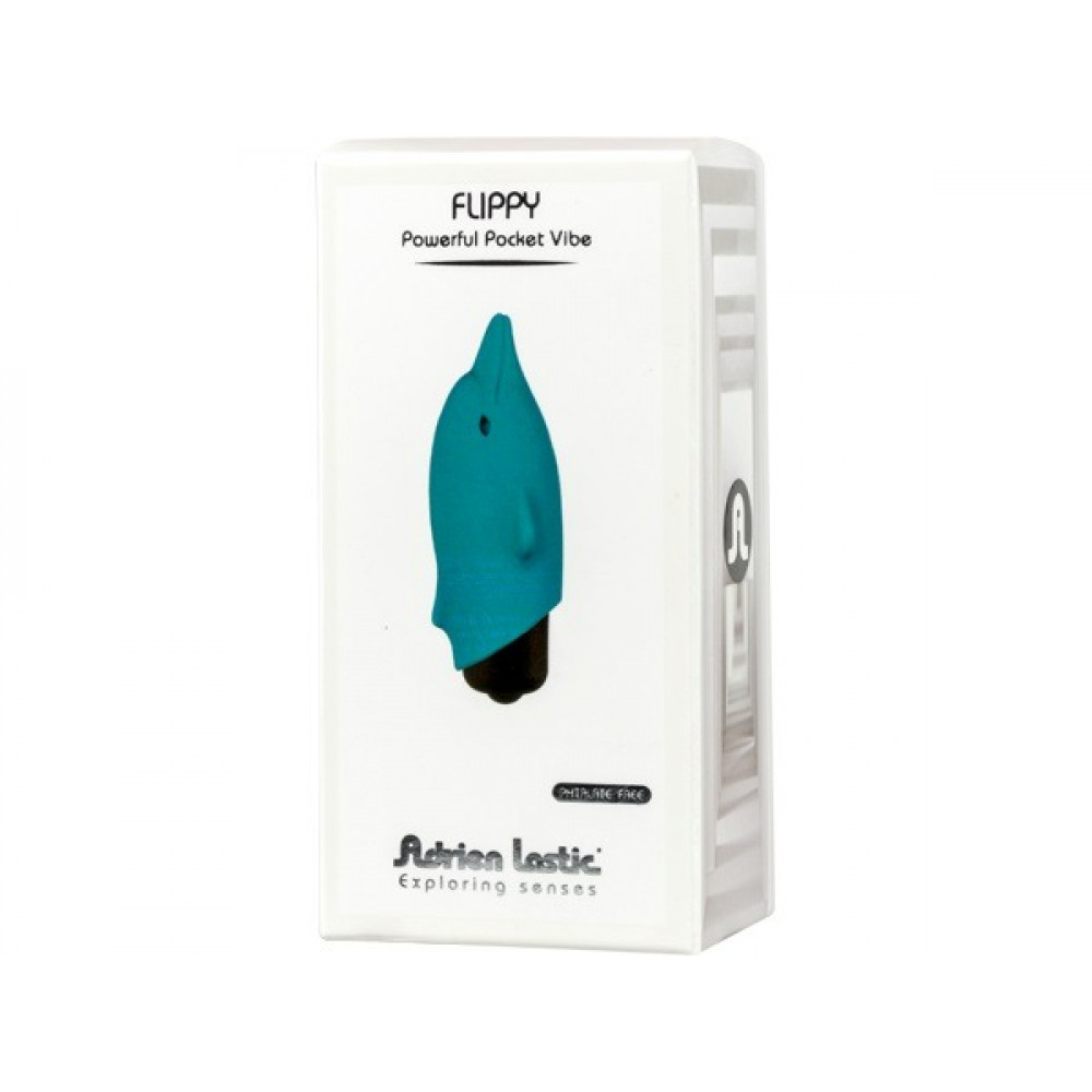 Секс игрушки - Мини-вибратор в виде дельфинчика, голубой, Adrien Lastic Pocket Vibe Flippy Blue, 7,5 х 2,5 см 3