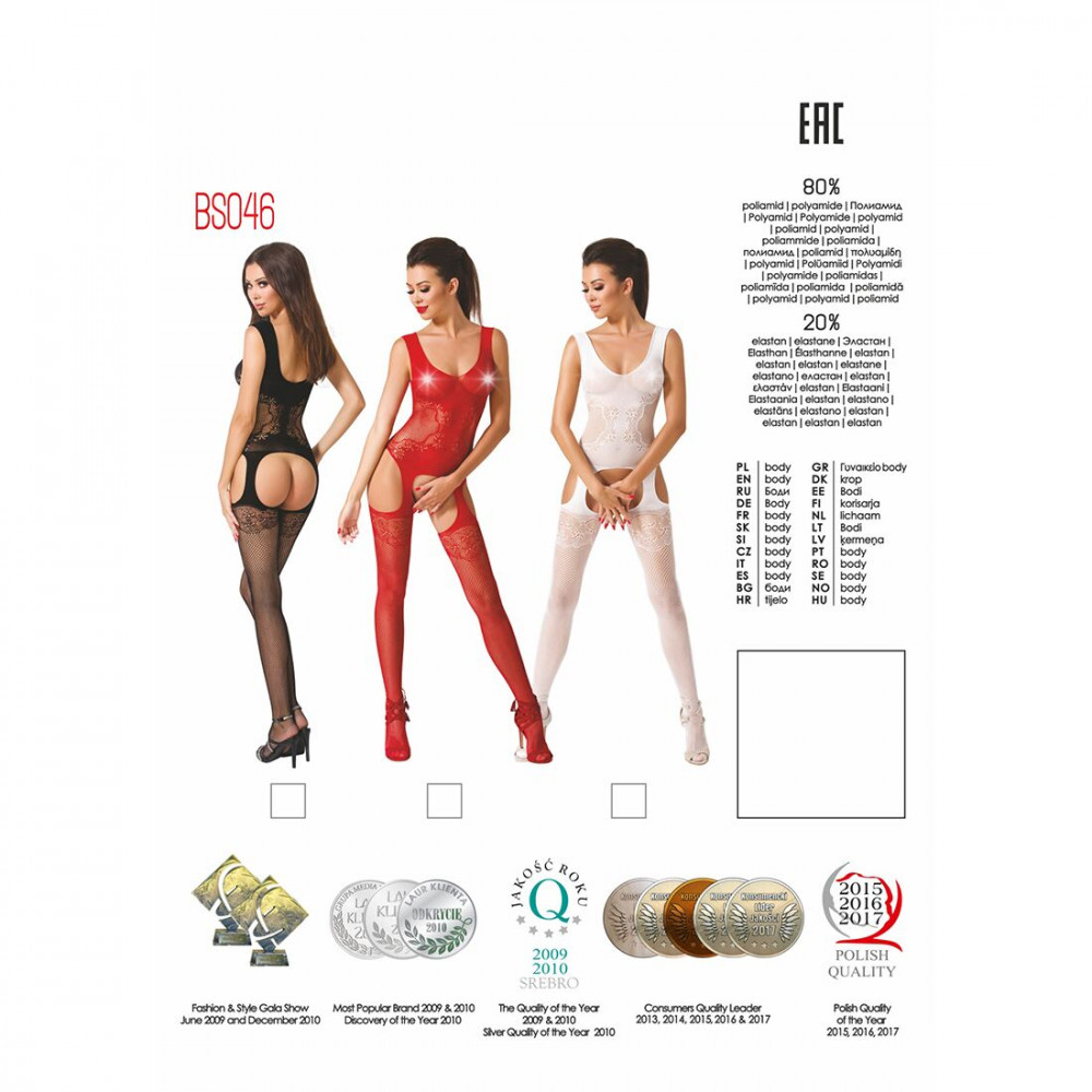 Бодистокинг - Бодистокинг Passion BS046 red, комбинезон с имитацией чулок 1