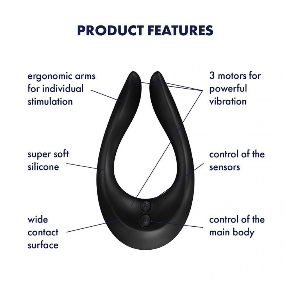 Вибраторы для пар - Вибратор для пар Satisfyer Endless Joy Black, 3 независимых мотора, многофункциональный 3