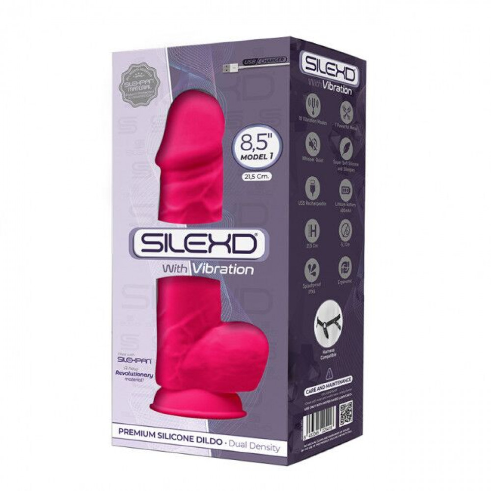 Фаллоимитаторы с вибрацией - Фаллоимитатор с вибрацией SilexD Norman Vibro Pink (MODEL 1 size 8,5in), двухслойный, диаметр 5см 1