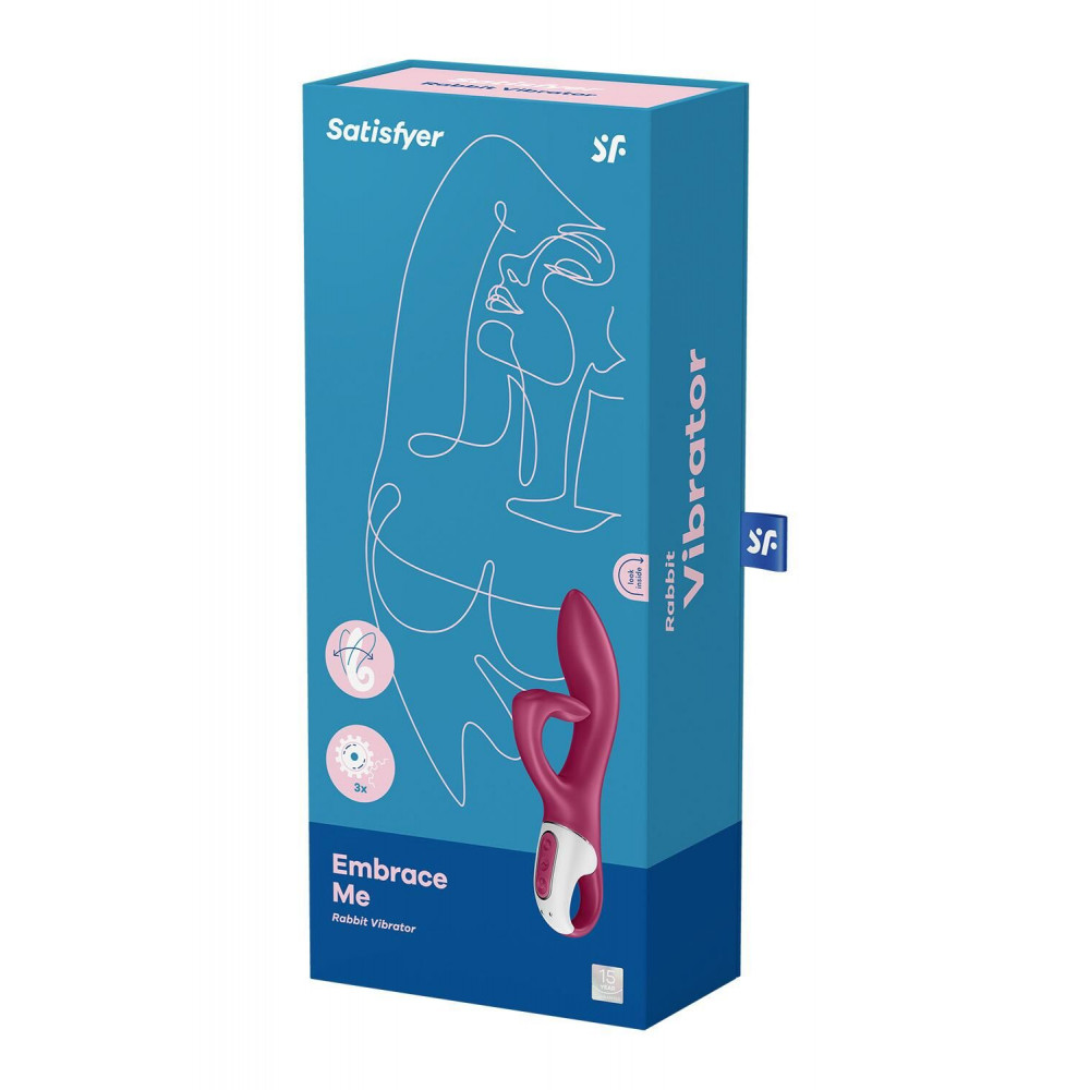 Вибратор-кролик - Вибратор кролик с тройным отростком Satisfyer Embrace me Berry, 2 мотора, диаметр 3,6 см 1