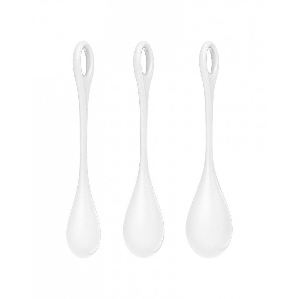Вагинальные шарики - Набор йони бусин Satisfyer Yoni Power 1 White, диаметр 2-2,5-3см, вес 22-46-74гр 4