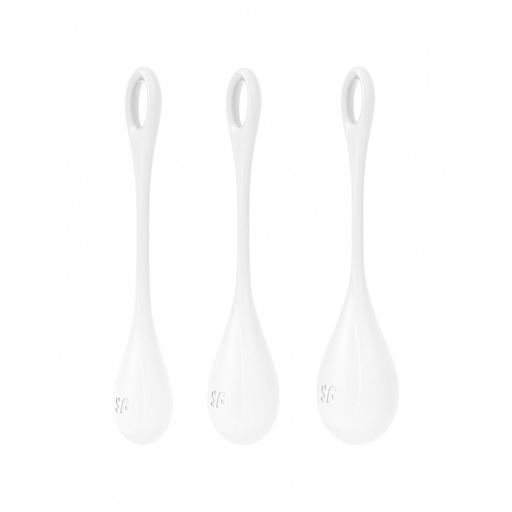 Вагинальные шарики - Набор йони бусин Satisfyer Yoni Power 1 White, диаметр 2-2,5-3см, вес 22-46-74гр 2