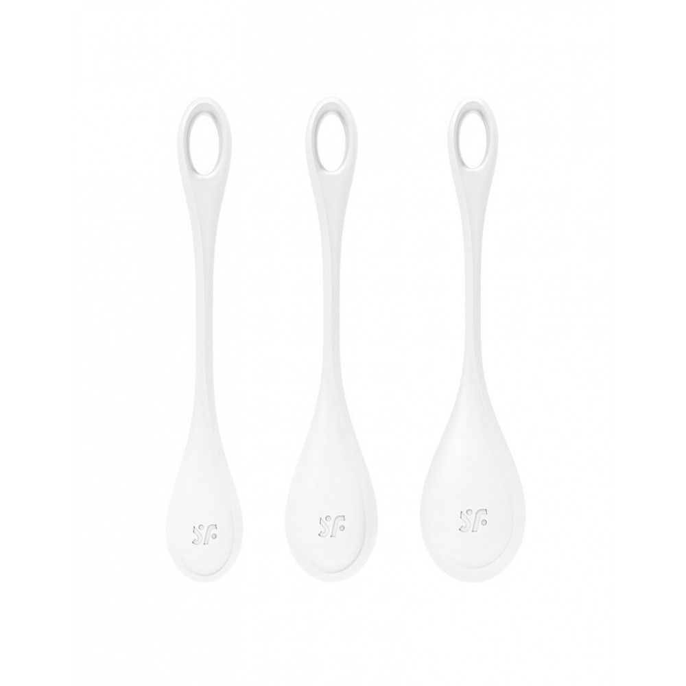 Вагинальные шарики - Набор йони бусин Satisfyer Yoni Power 1 White, диаметр 2-2,5-3см, вес 22-46-74гр