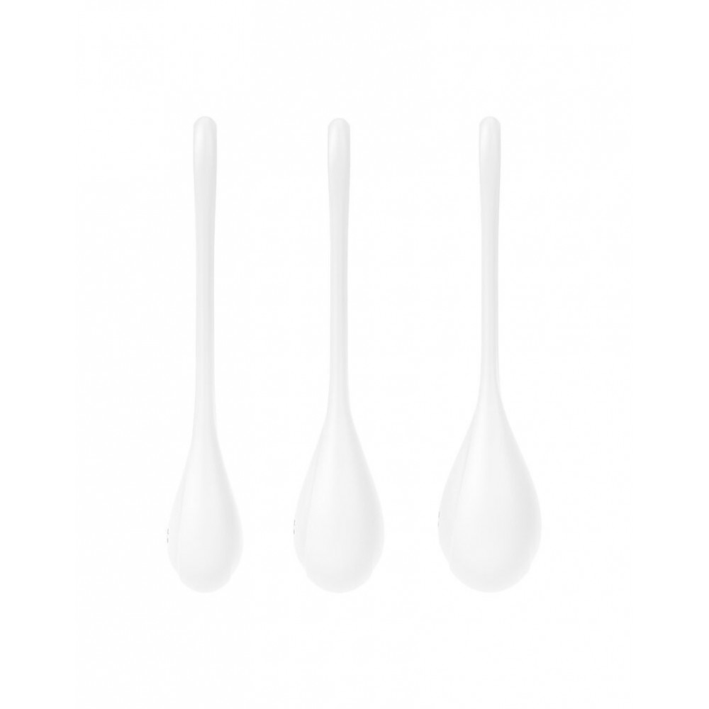 Вагинальные шарики - Набор йони бусин Satisfyer Yoni Power 1 White, диаметр 2-2,5-3см, вес 22-46-74гр 3
