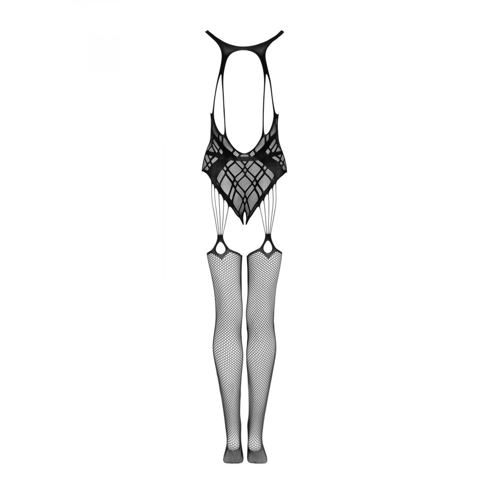 Бодистокинг - Бодистокинг Obsessive Bodystocking G324 S/M/L black, силуэтный рисунок 1