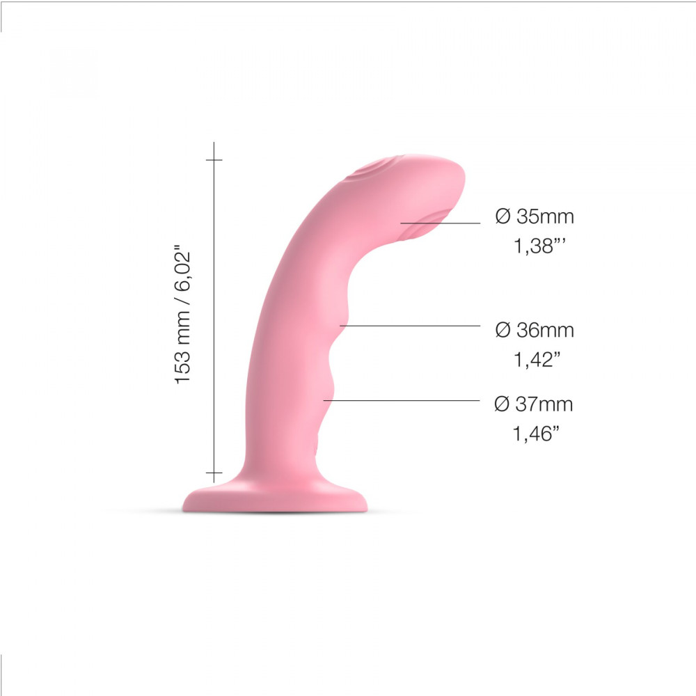 Страпон - Насадка для страпона с двойной точечной пульсацией Strap-On-Me TAPPING DILDO WAVE - CORAL PINK 7