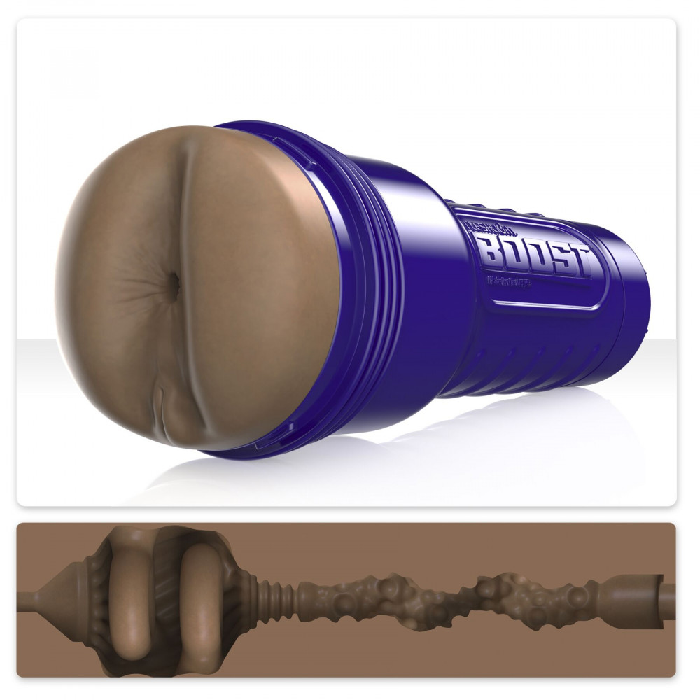 Мастурбаторы анал - Мастурбатор-попка Fleshlight Boost Blast Female Medium Dark Flesh, плавающие кольца Turbo Tech