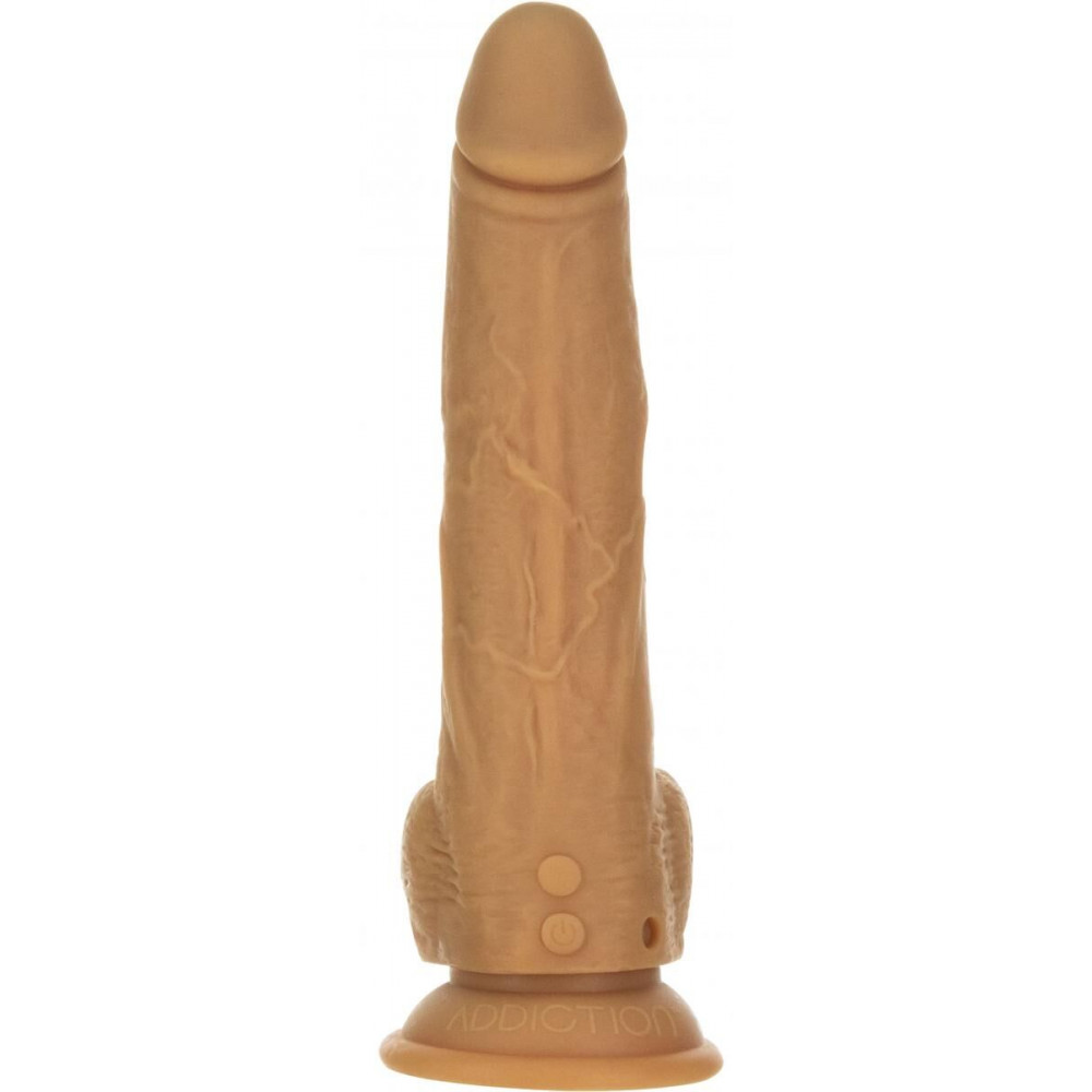 Фаллоимитаторы с вибрацией - Фаллоимитатор с пульсацией Naked ADDICTION Dominic 9″ Caramel, пульт ДУ, диаметр 4,2 см 1