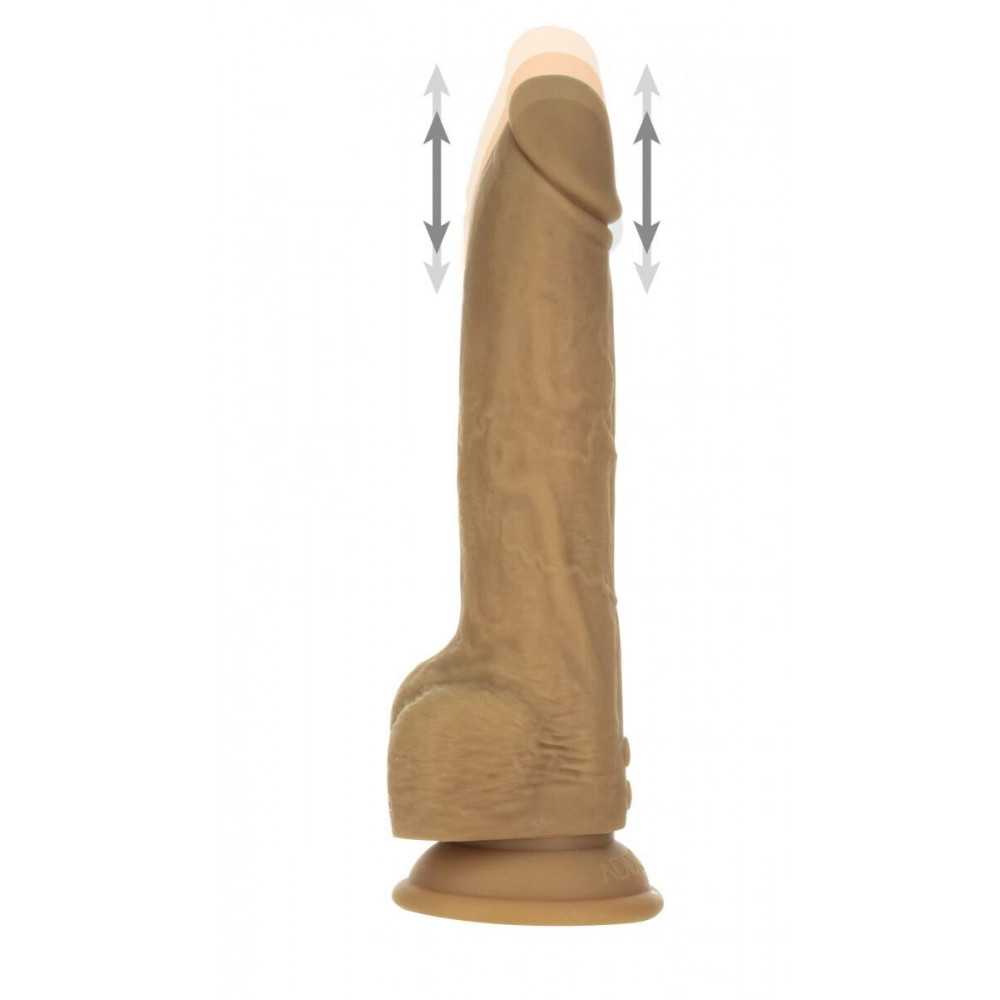 Фаллоимитаторы с вибрацией - Фаллоимитатор с пульсацией Naked ADDICTION Dominic 9″ Caramel, пульт ДУ, диаметр 4,2 см