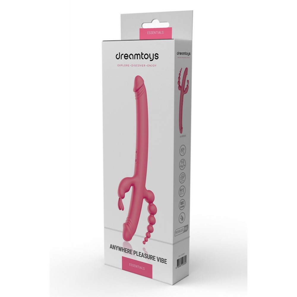Секс игрушки - Вибратор с 4 стимулирующими концами Dreamtoys Anywhere Pleasure Vibe Essentials, розовый 4