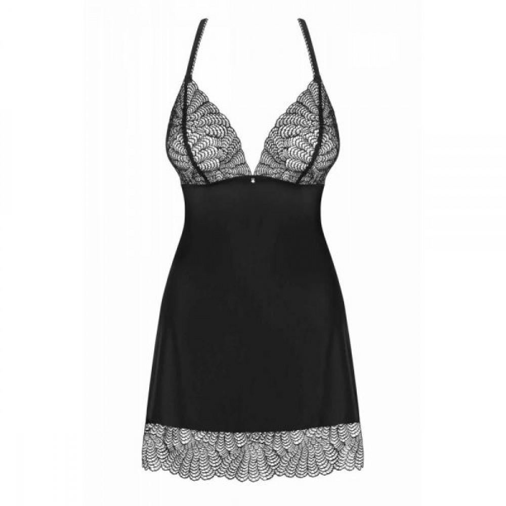 Эротическое белье - Cорочка Obsessive Chiccanta chemise & thong black S/M 4