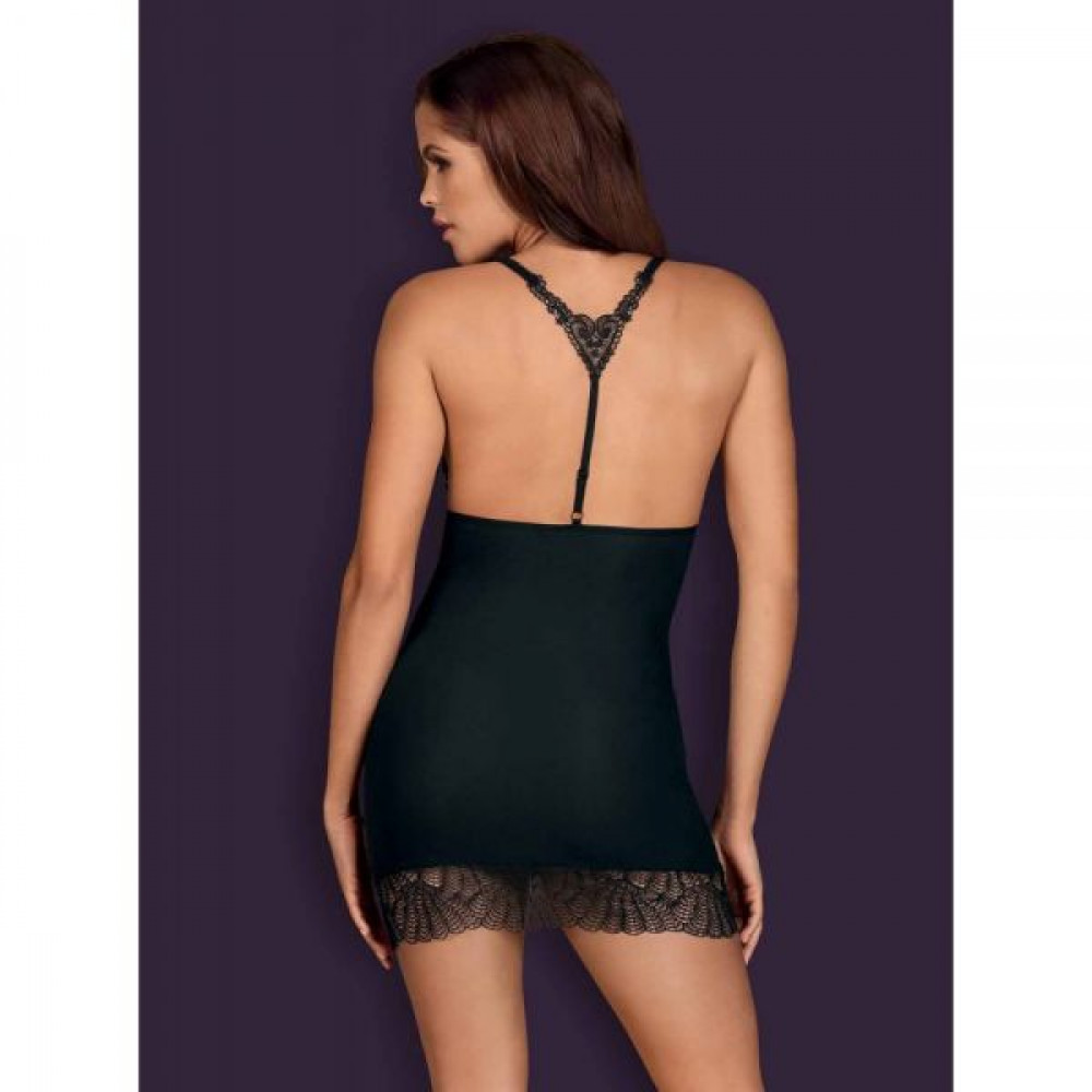 Эротическое белье - Cорочка Obsessive Chiccanta chemise & thong black S/M 1