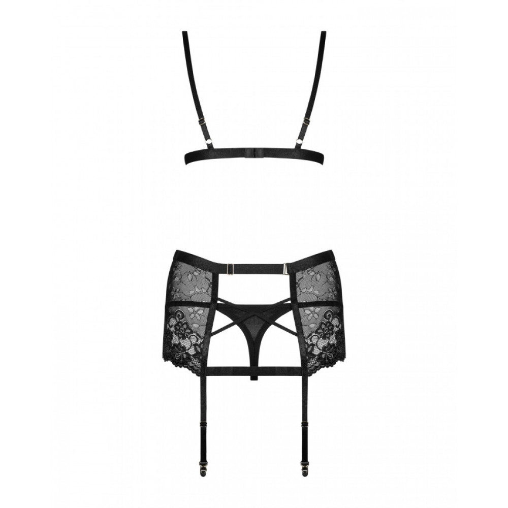 Чулки - Комплект з широким поясом для панчох Obsessive Blanita garter belt S/M Чорний 1