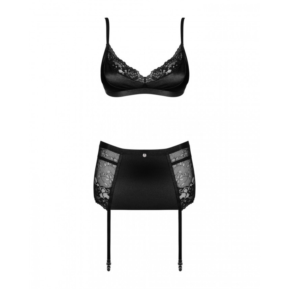Чулки - Комплект з широким поясом для панчох Obsessive Blanita garter belt S/M Чорний 5