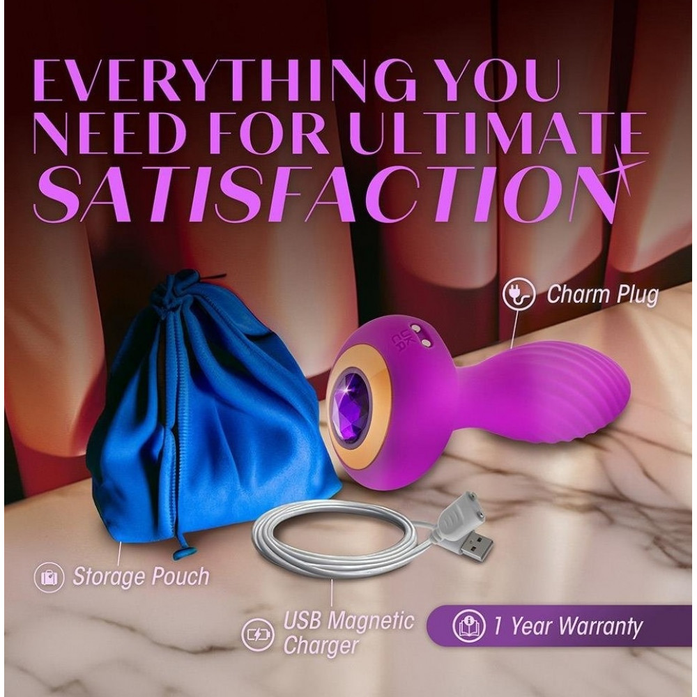 Секс игрушки - Анальный вибратор со стразом Blush Oh My Gem Charm Amethyst цвет фуксия 5