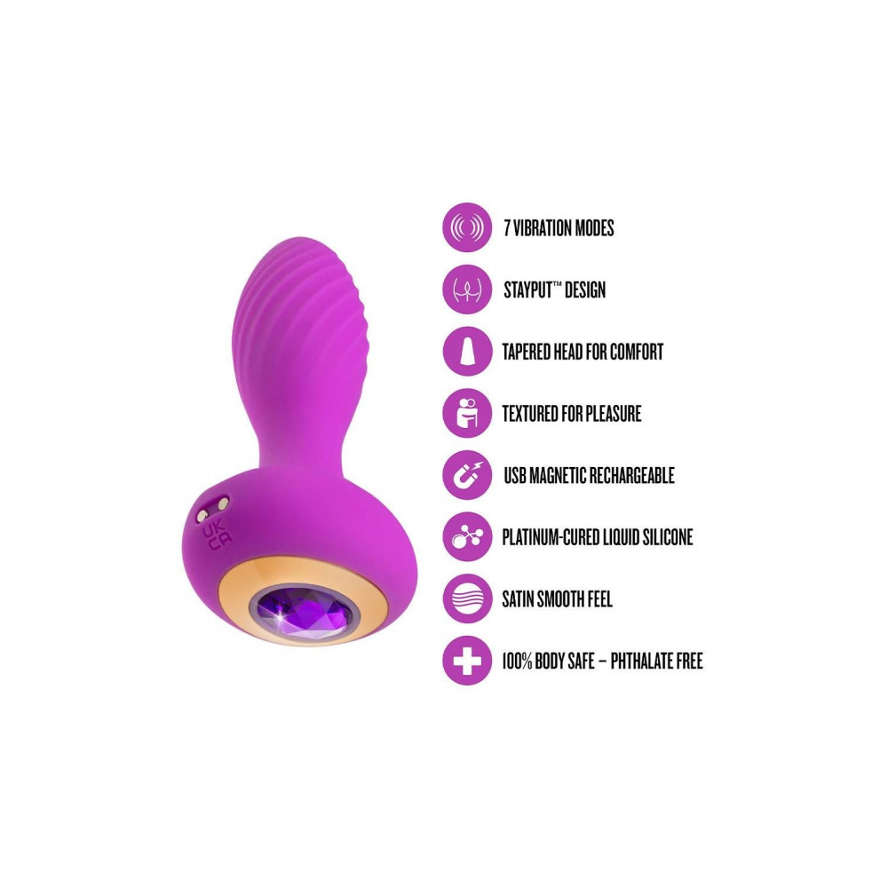 Секс игрушки - Анальный вибратор со стразом Blush Oh My Gem Charm Amethyst цвет фуксия 4