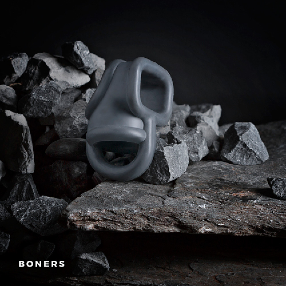 Эрекционное кольцо - Эрекционное кольцо Boners с разделением яичек, серое 3
