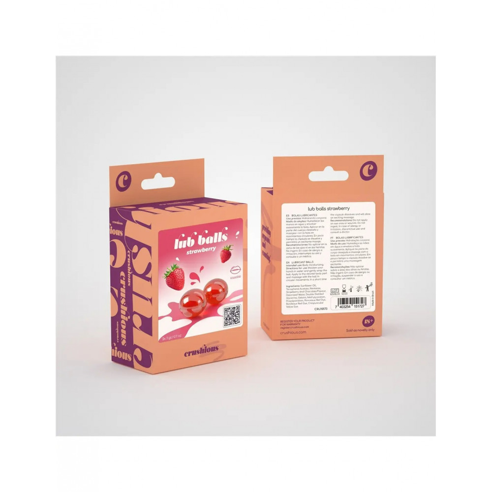 Лубриканты - Бразильские шарики LUB BALLS со вкусом клубники 2 шт. по 3 гр. 1
