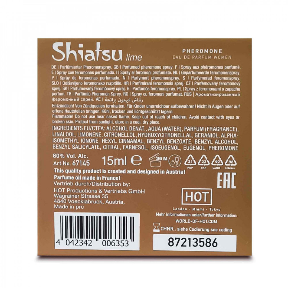 Парфюмерия - Духи с феромонами женские SHIATSU Pheromone Fragrance women lime 15 ml 1