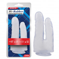 Фаллоимитатор двойной на присоске Chisa Hi-Rubber 7.9, прозрачный