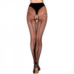 Колготки с декоративным узором сзади Ballerina's Secret и открытым доступом, черные, L/XL